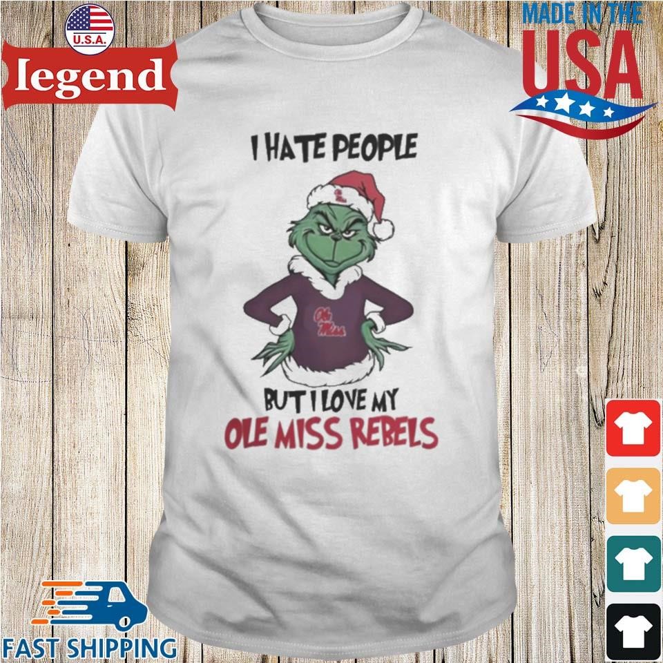 I Hate People But I Love My Ole Miss Rebels Grinch Merry Christmas Shirt