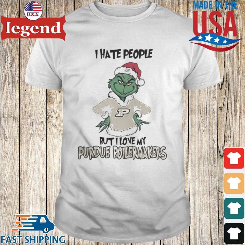 I Hate People But I Love My Purdue Boilermakers Grinch Merry Christmas Shirt