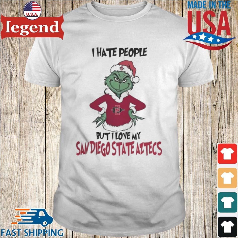 I Hate People But I Love My San Diego State Aztecs Grinch Merry Christmas Shirt