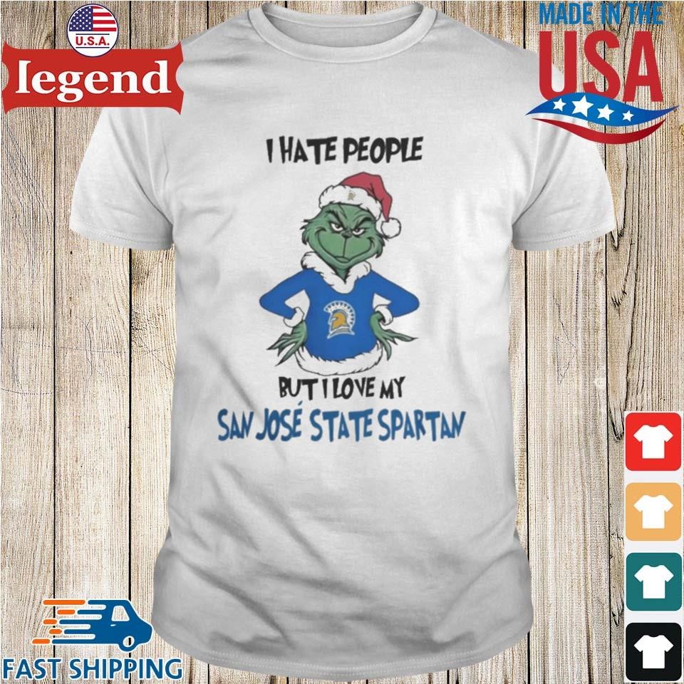 I Hate People But I Love My San José State Spartans Grinch Merry Christmas Shirt