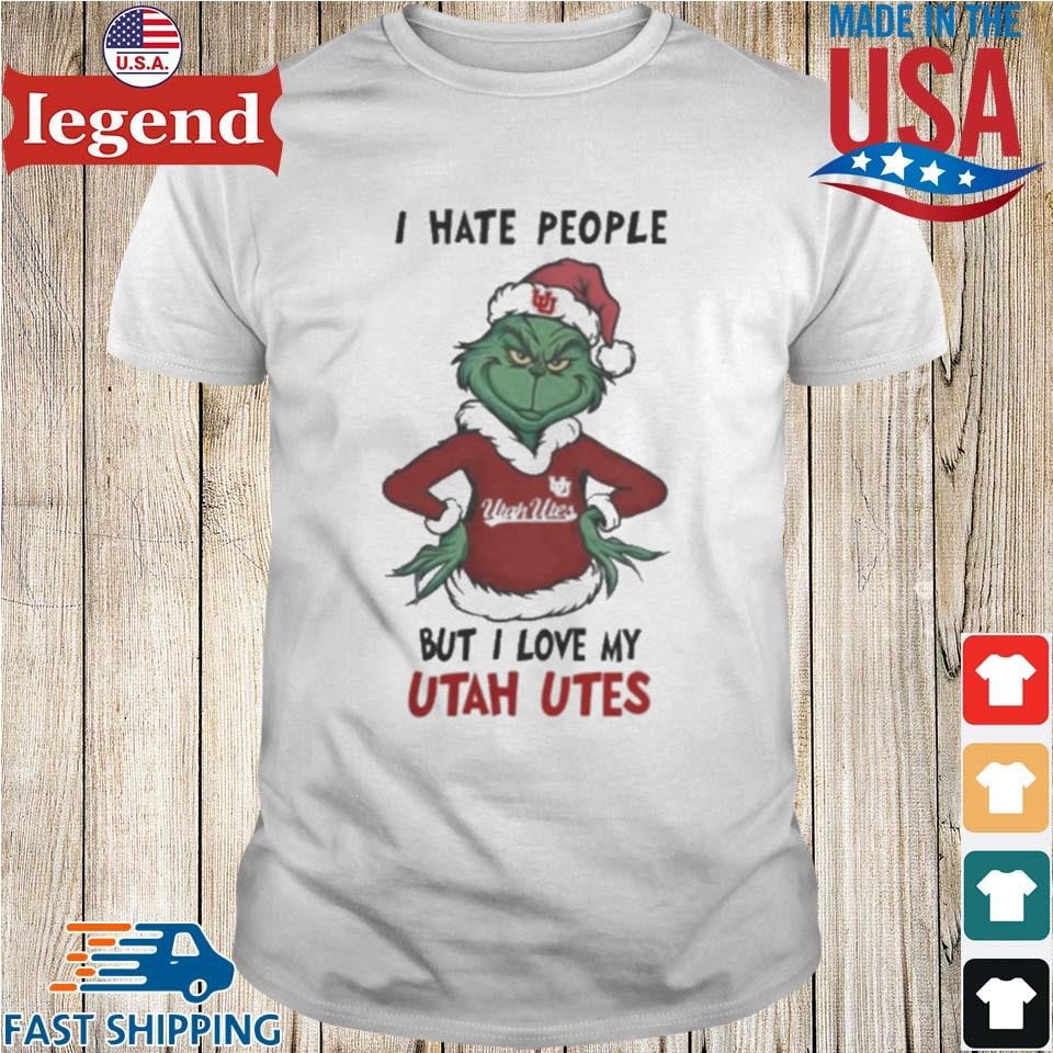 I Hate People But I Love My Utah Utes Grinch Merry Christmas Shirt