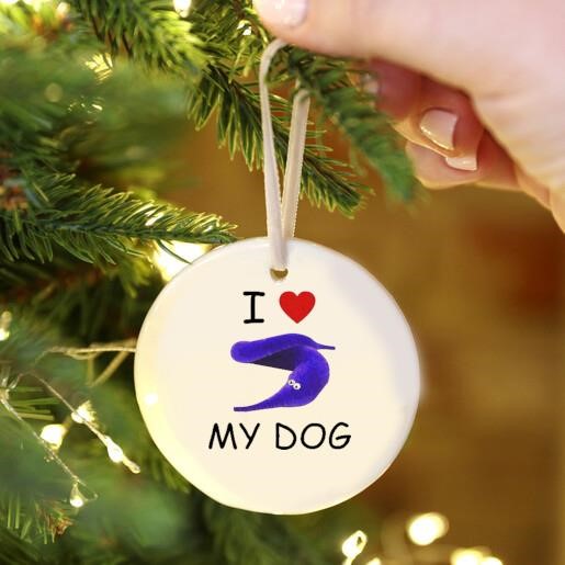 I Love My Dog Silly Worm Ornament