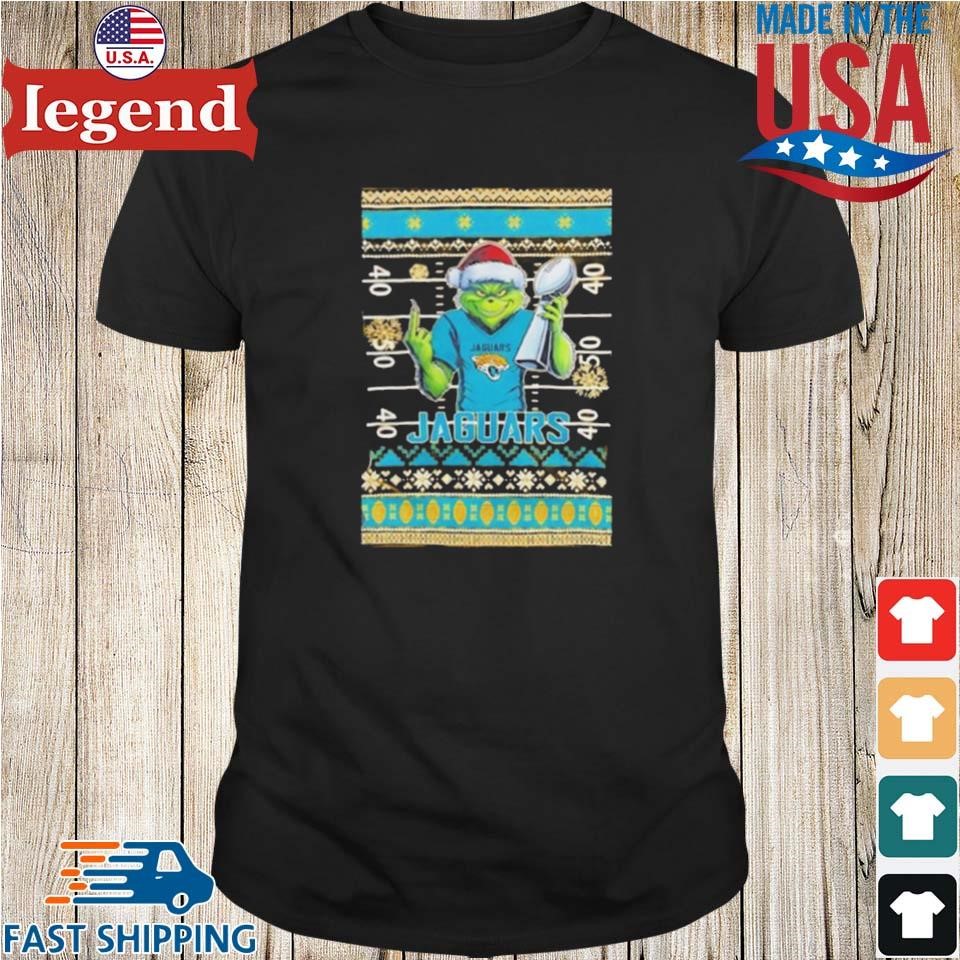 Jacksonville Jaguars X Grinch Christmas With Super Bowl Trophy Ugly Christmas Shirt