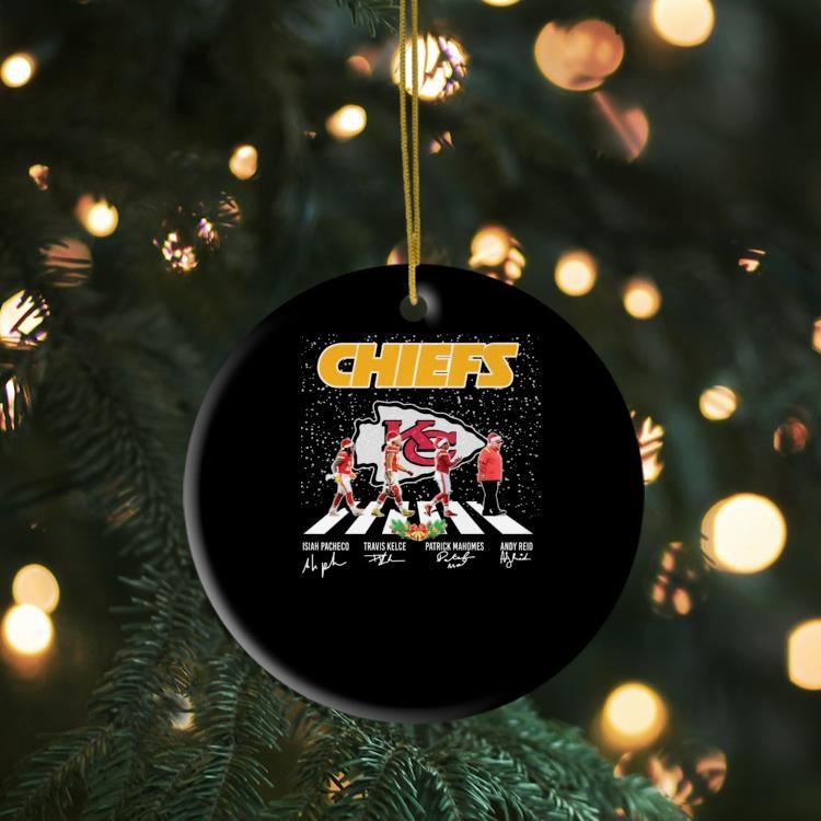 Kansas City Chiefs Isiah Pacheco Travis Kelce Patrick Mahomes Andy Reid Signatures Ornament