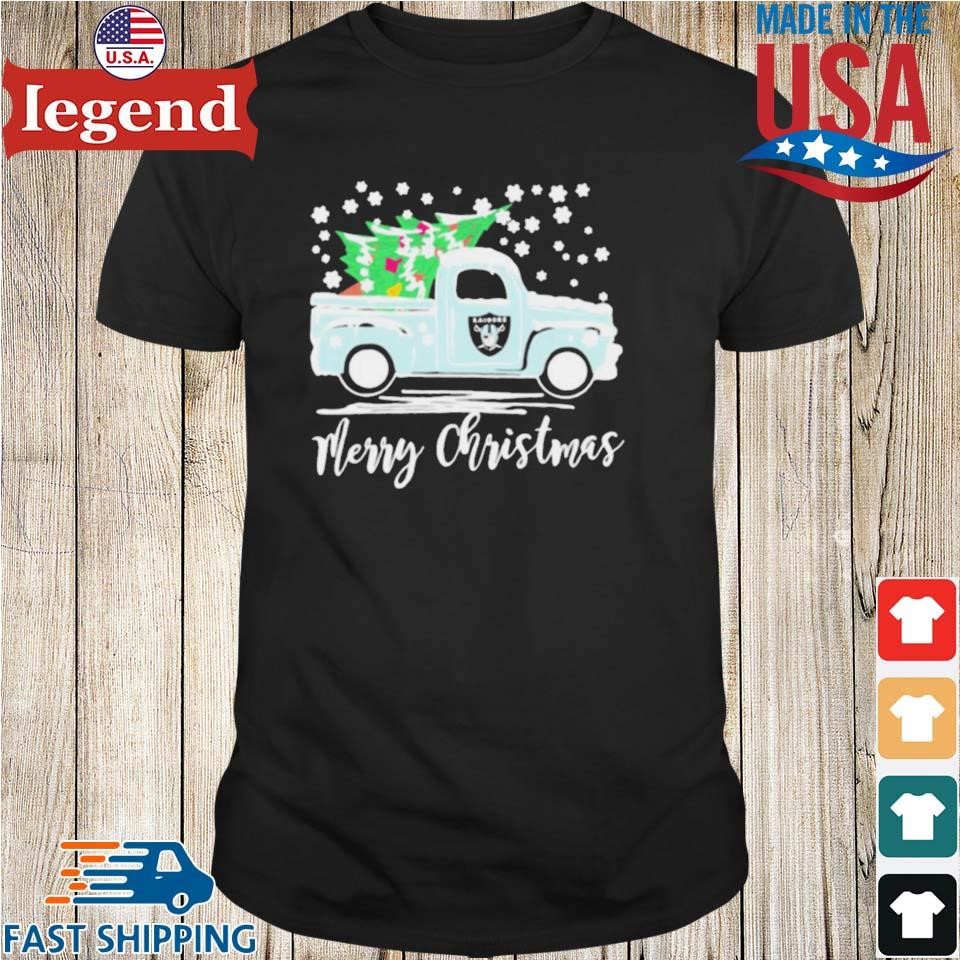 Las Vegas Raiders Logo Truck and Tree Merry Christmas Shirt