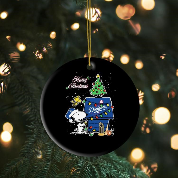 Los Angeles Dodgers Merry Christmas With Snoopy Baby Champions 2024 Ornament