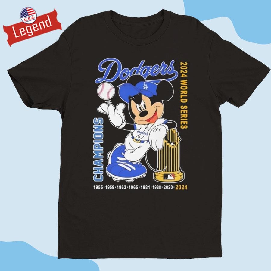 Los Angeles Dodgers Mickey Mouse World Series Champions 1955 1959 1963 1965 1981 1988 2020 2024 Shirt