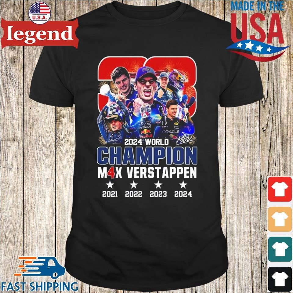 Max Verstappen Car Number 33 World Champion 2024 Signature Shirt