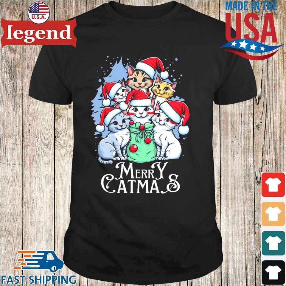 Merry Catmas 2024 Funny Cat Mom Cat Dad Christmas Cat Sweater