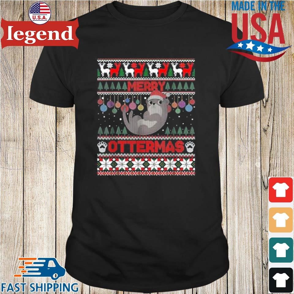 Merry Ottermas Funny Otter Lovers Christmas Ugly 2024 Sweater