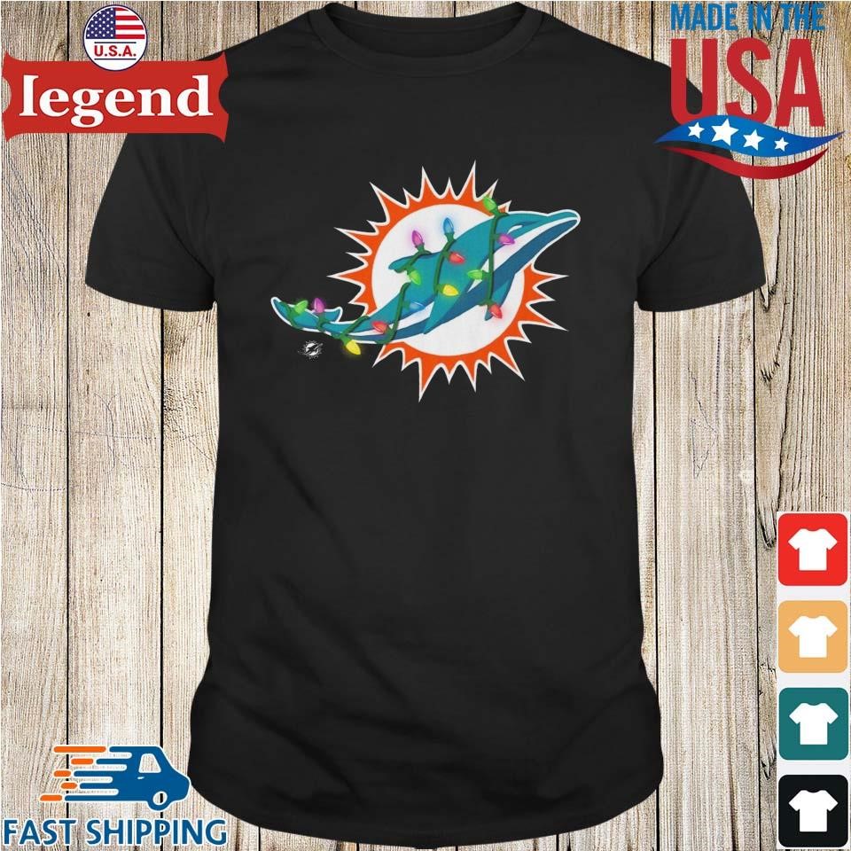 Miami Dolphins Primary Logo Holiday Lights 2024 Shirt