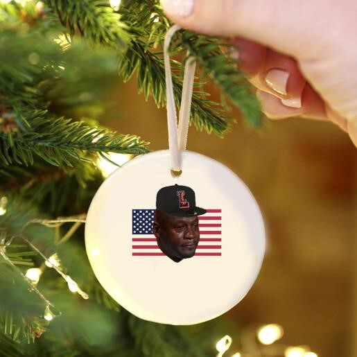 Michael Jordan Crying America Flag Ornament