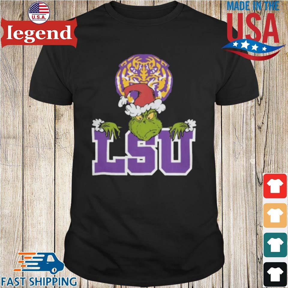 NCAA LSU Tigers Logo Football Grinch Christmas 2024 Shirt