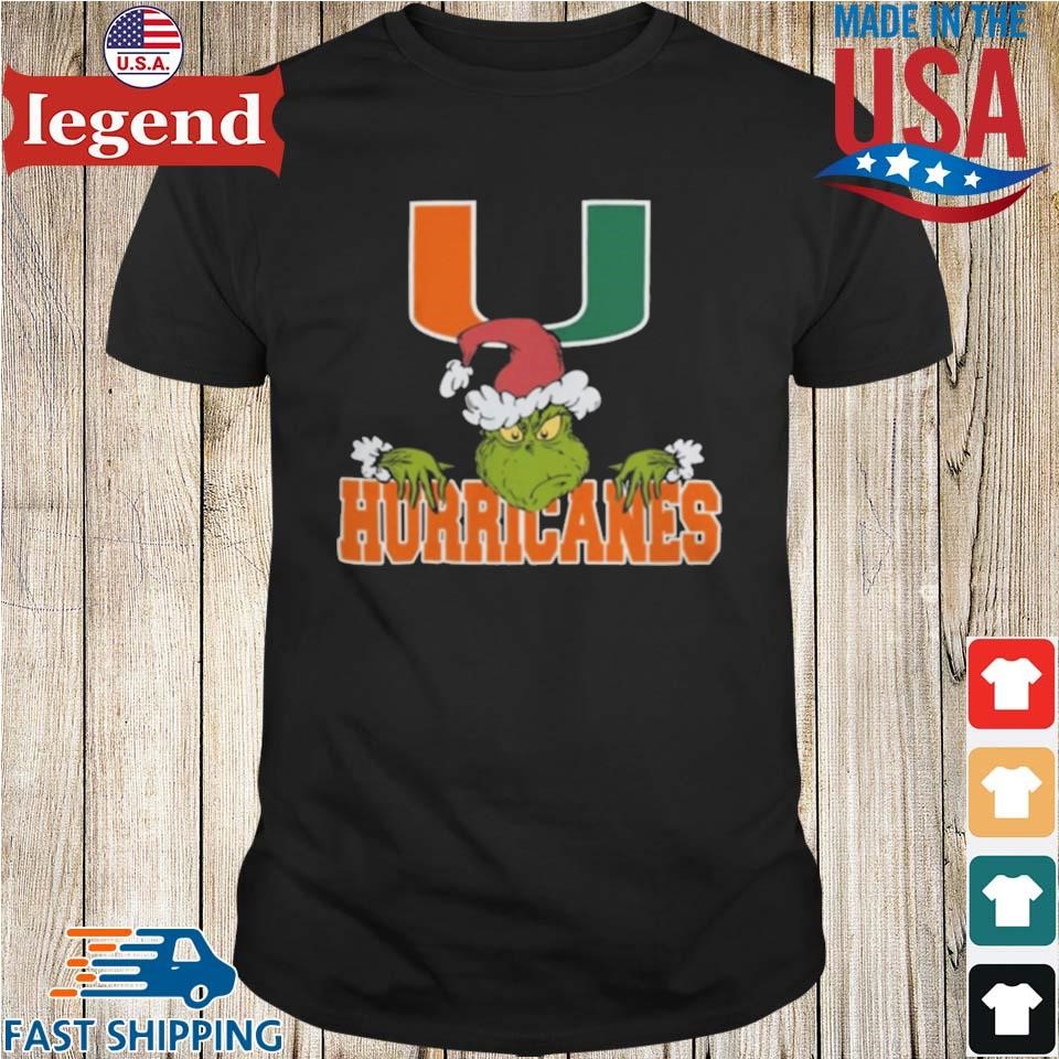 NCAA Miami Hurricanes Logo Football Grinch Christmas 2024 Shirt