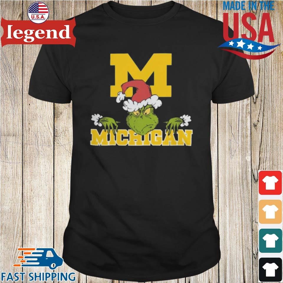 NCAA Michigan Wolverines Logo Football Grinch Christmas 2024 Shirt