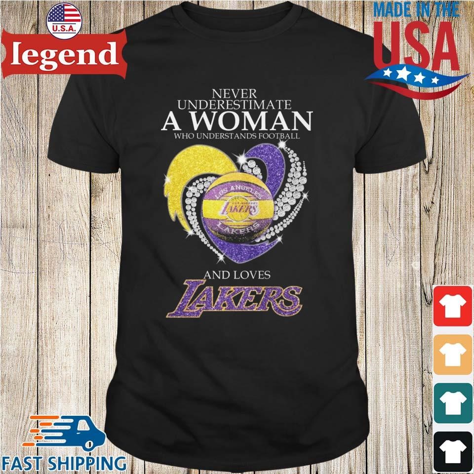 Never Underestimate A Woman Who Understands Basketball And Loves Los Angeles Lakers Diamond Heart 2024 Shirt