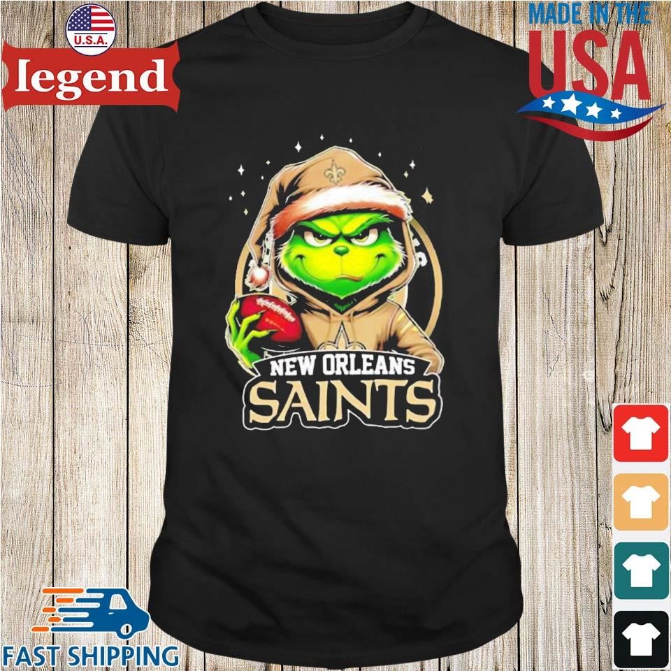 New Orleans Saints Grinch wearing Santa hat Christmas Sweater