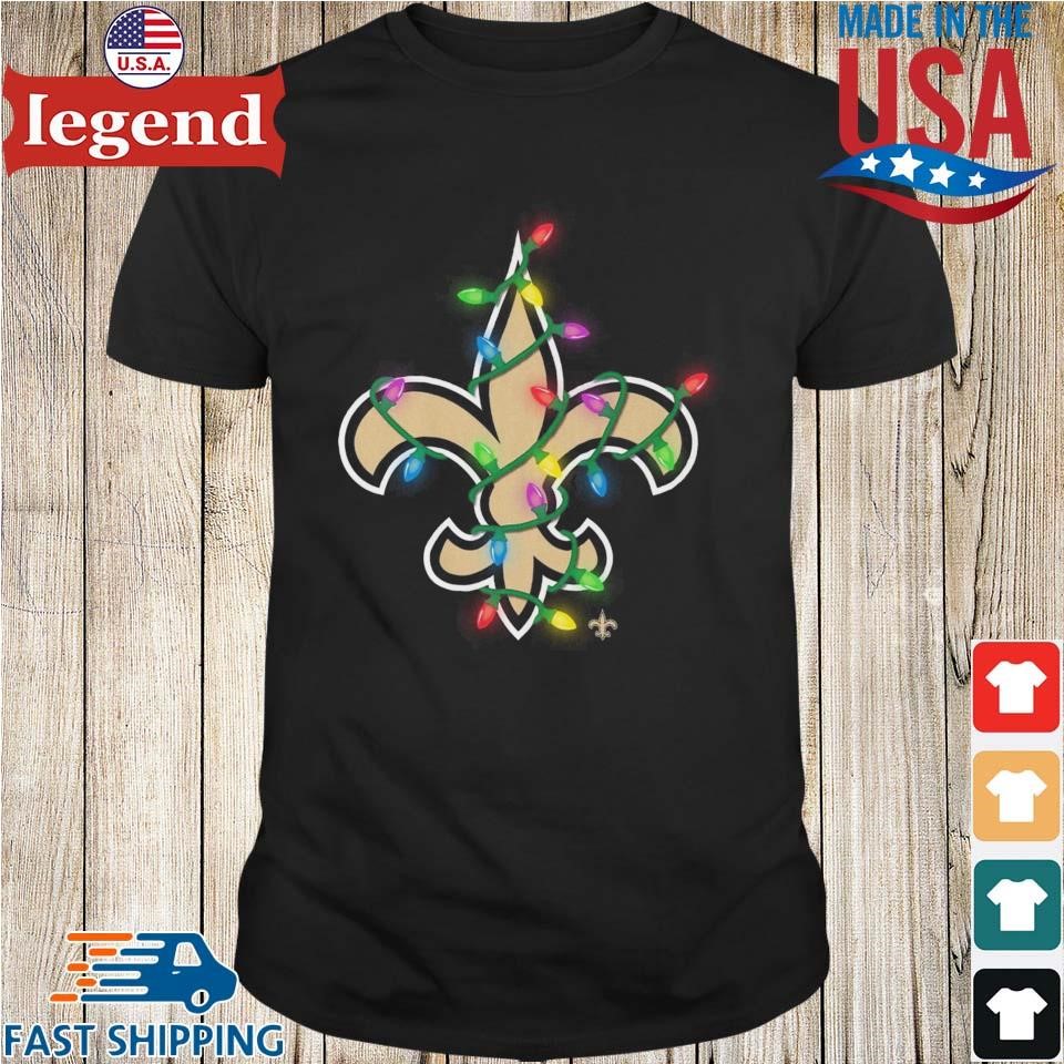 New Orleans Saints Primary Logo Holiday Lights 2024 Shirt