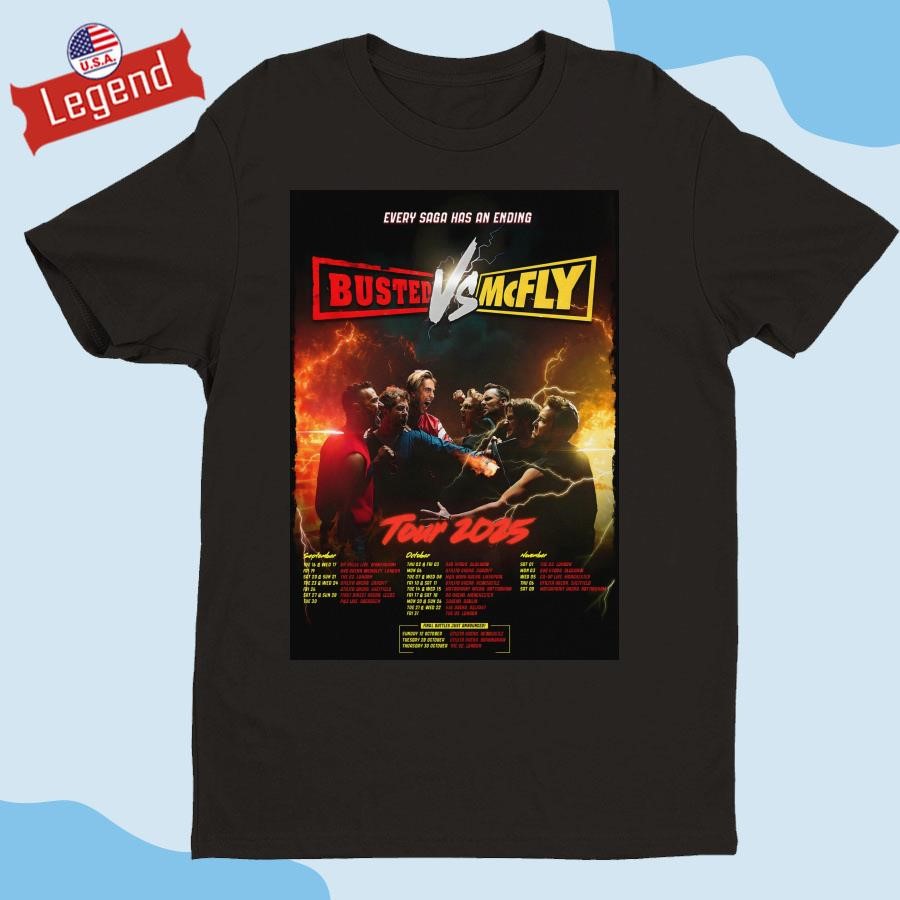 Official Busted Vs McFly Every Saga Has An Ending 2025 UK Tour Shirt