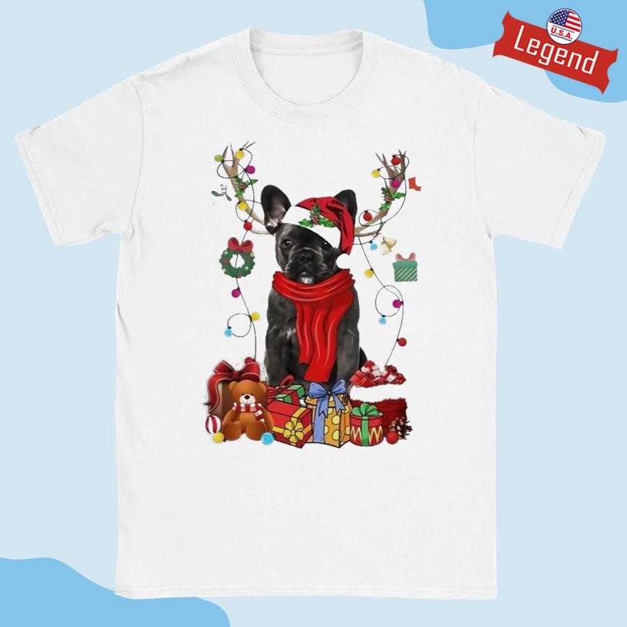 Official French Bulldog Reindeer Xmas Lights Merry Christmas Shirt