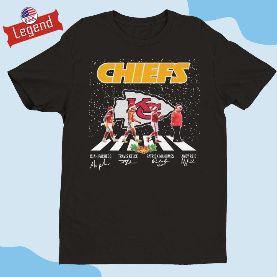 Official Kansas City Chiefs Isiah Pacheco Travis Kelce Patrick Mahomes Andy Reid Signatures Shirt