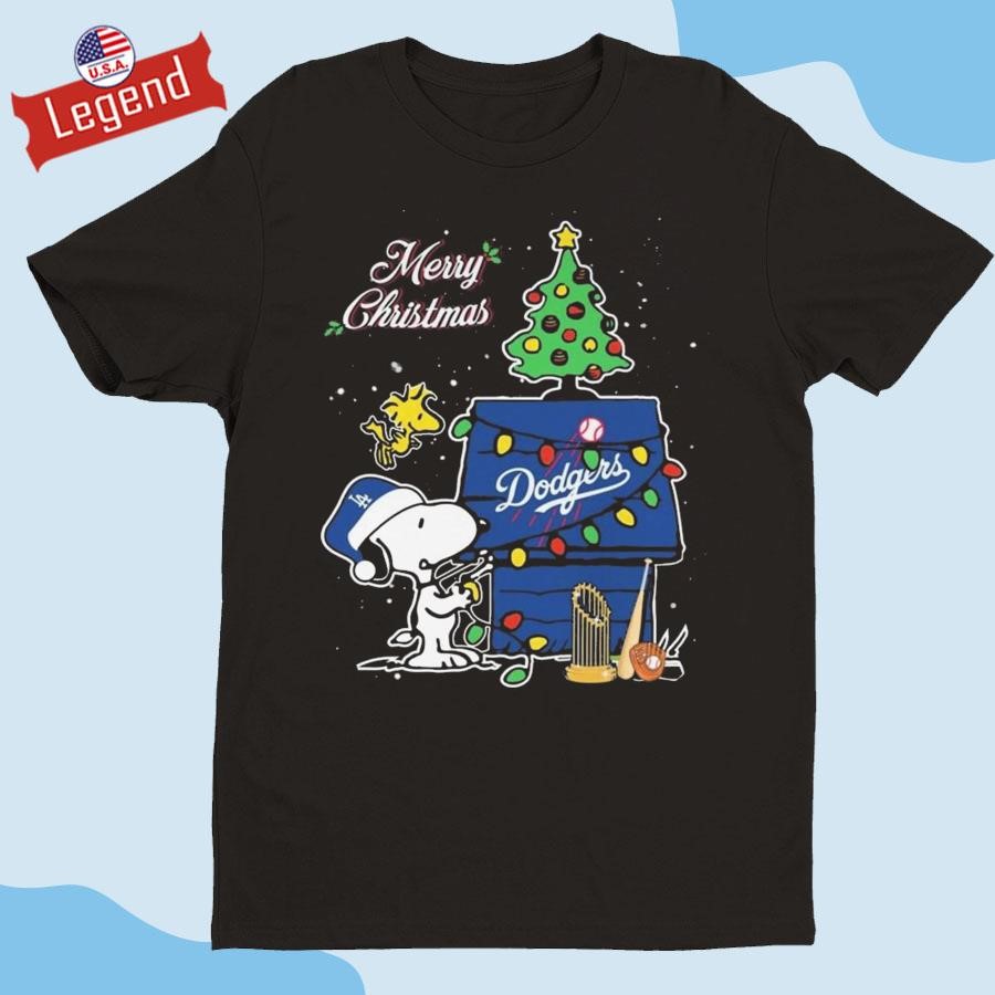 Official Los Angeles Dodgers Merry Christmas With Snoopy Baby Champions 2024 Shirt