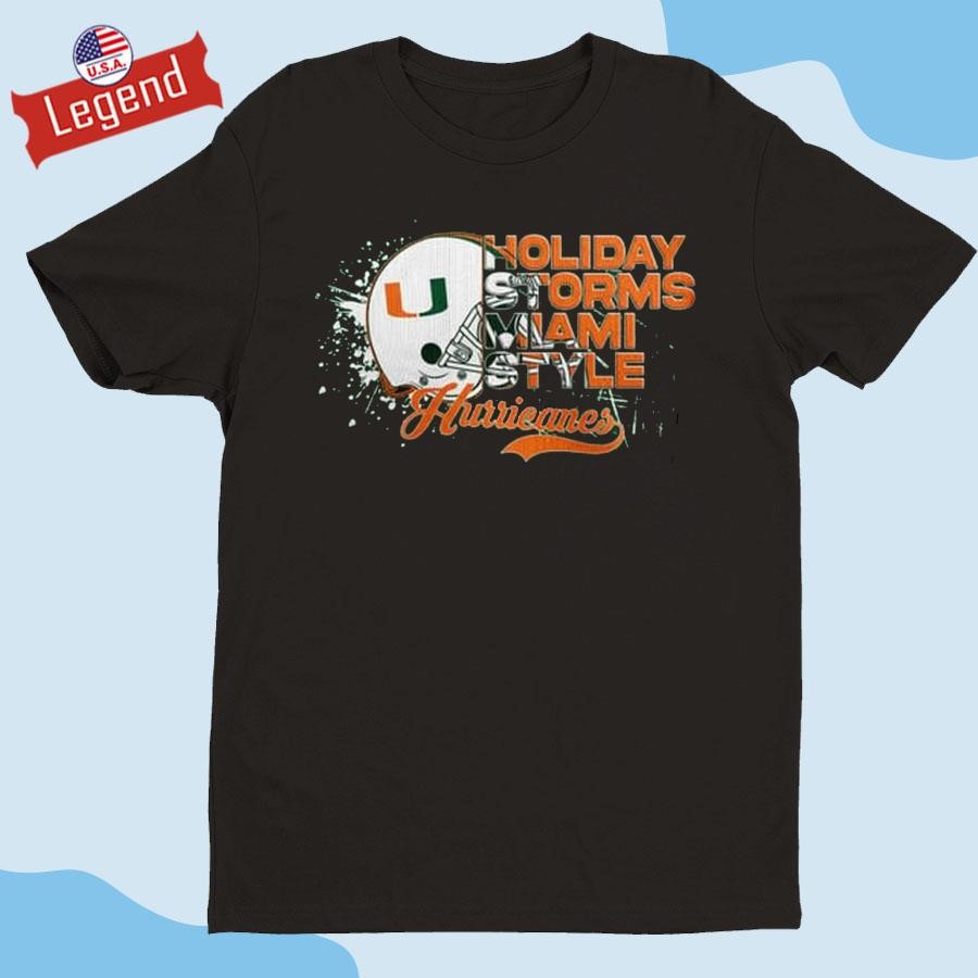 Official Miami Hurricanes Holiday Storms Miami Style Christmas Mascot Shirt