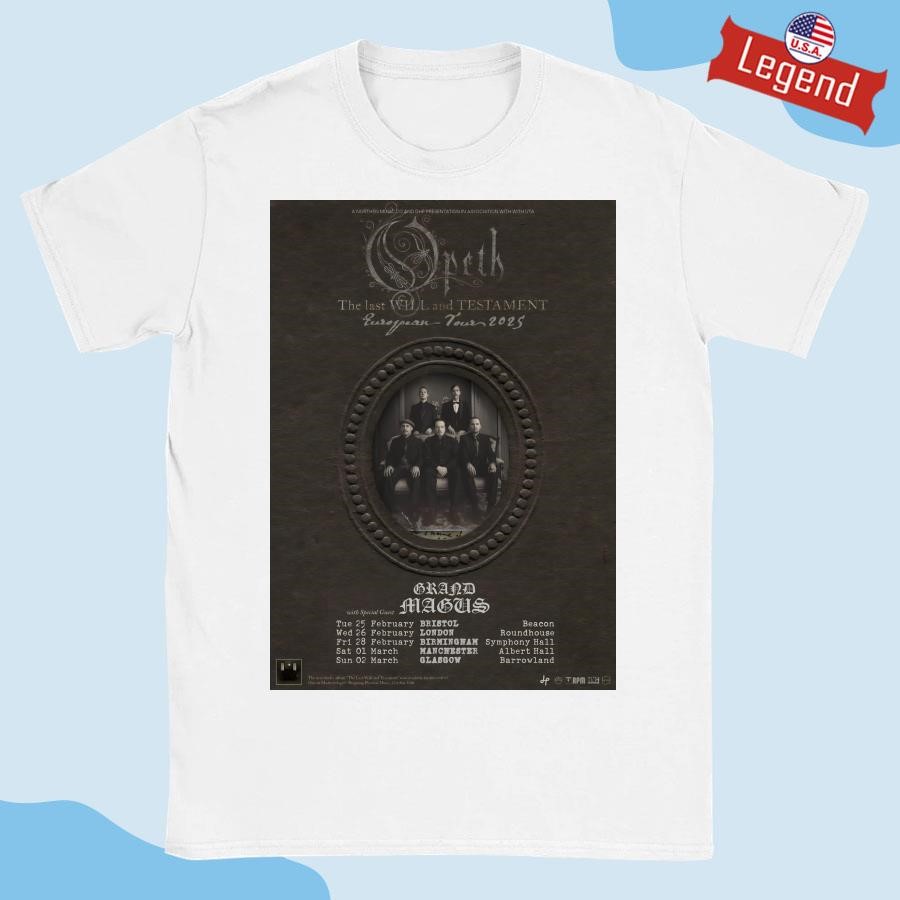 Official Opeth The Last Will & Testament 2025 UK Tour Shirt