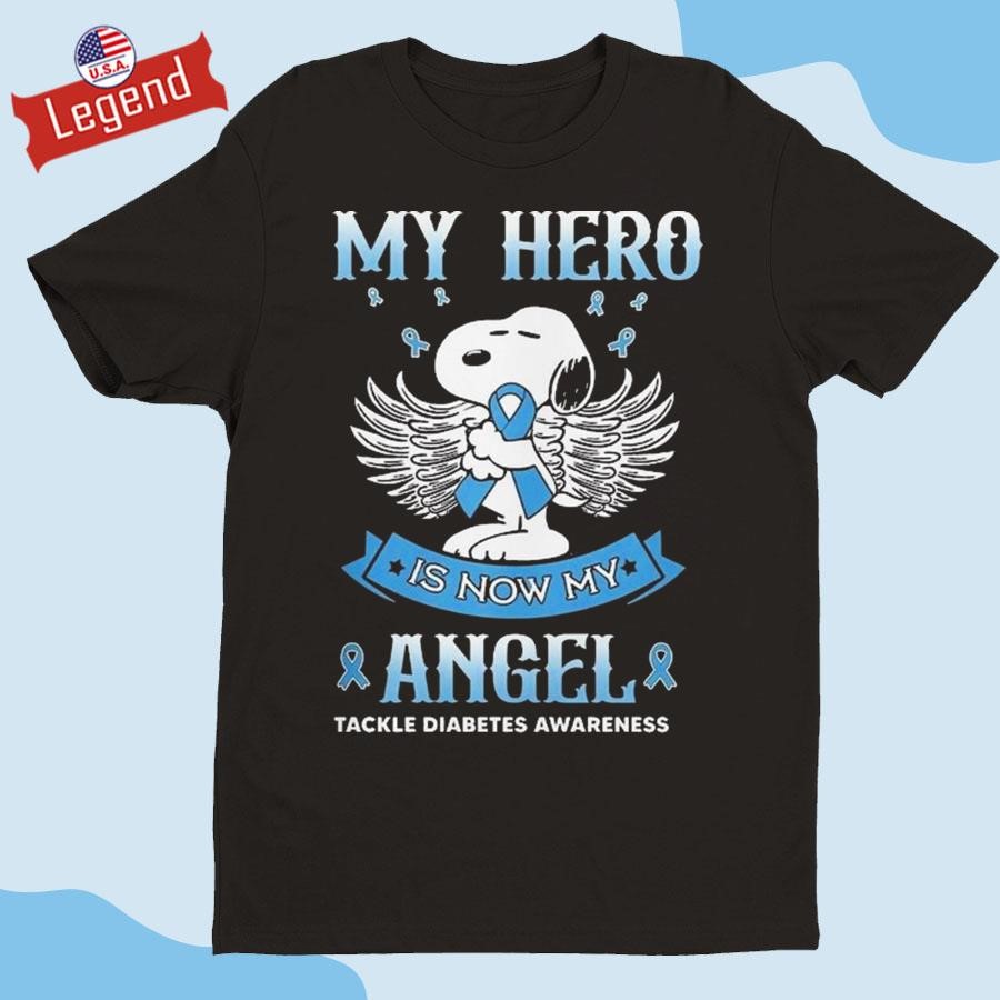 Official Snoopy My Hero Is Now My Angel Tackle Diabetes Awareness Shirt