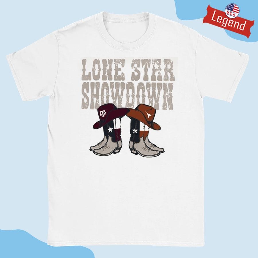 Official Texas A&M Aggies vs. Texas Longhorns 2024 Lone Star Showdown Boot Shirt