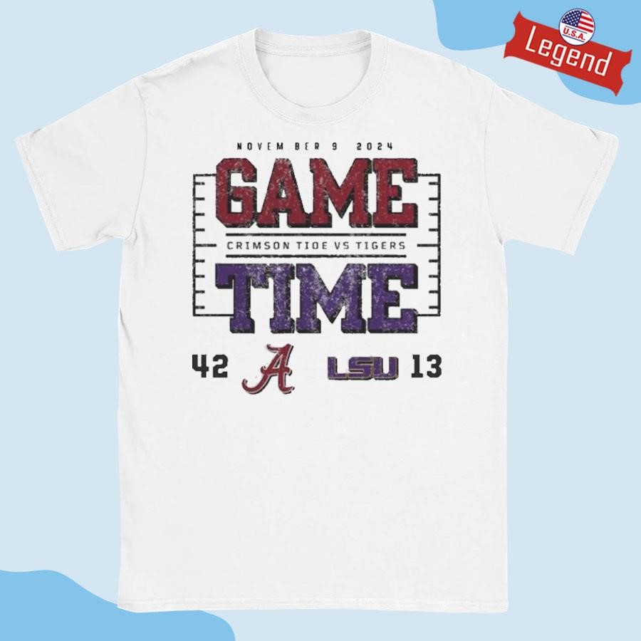 Original Alabama Crimson Tide Wins Lsu Tigers 2024 Game Time Final Score 42-13 Shirt