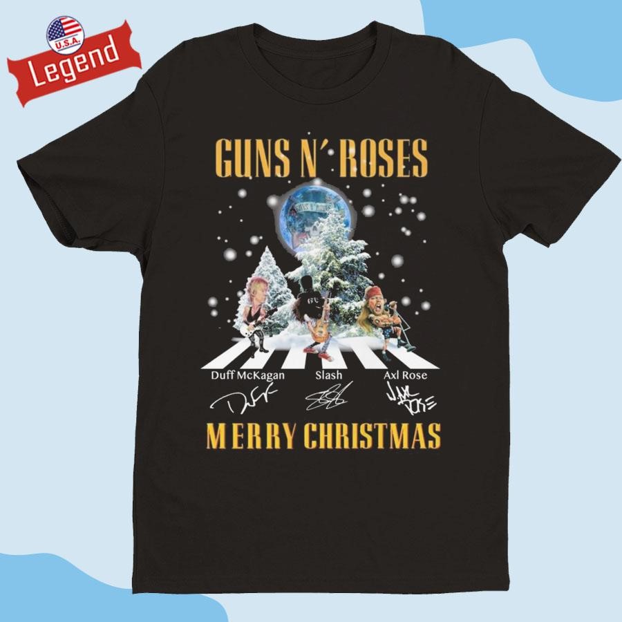 Original Guns N’ Roses Abbey Road Merry Christmas Signatures Shirt