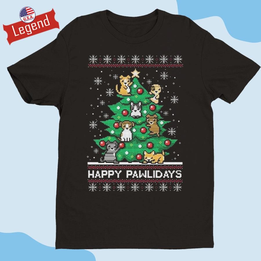 Original Happy Pawlidays Ugly Christmas Shirt