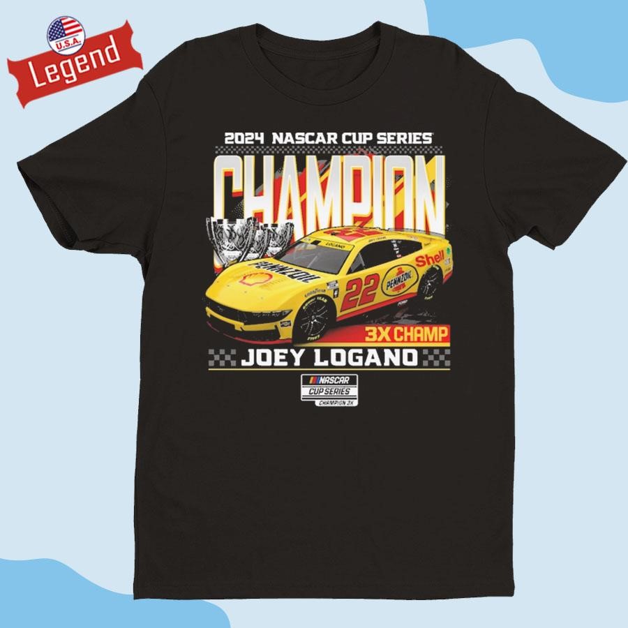 Original Joey Logano Team Penske Black Three-Time NASCAR Cup Series Champion Car Shirt