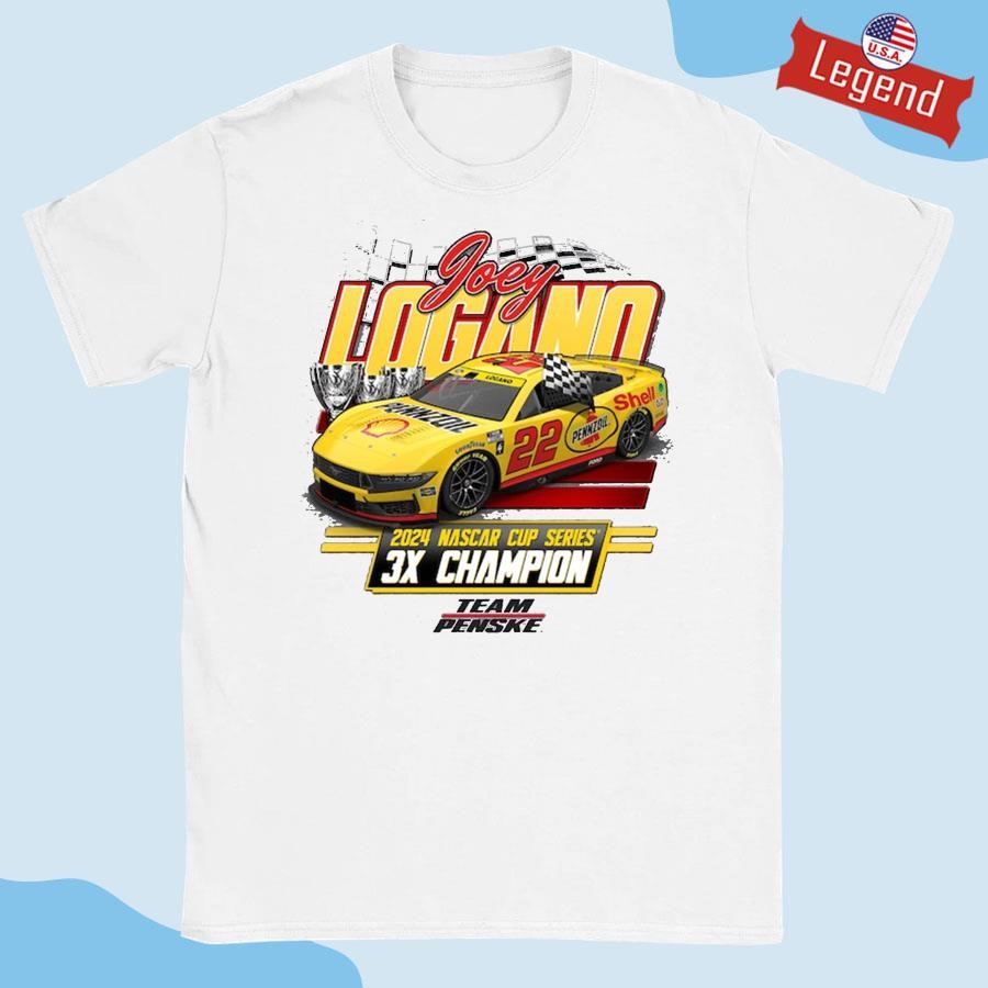 Original Joey Logano Team Penske Three-Time NASCAR Cup Series Champion Vintage Car Shirt