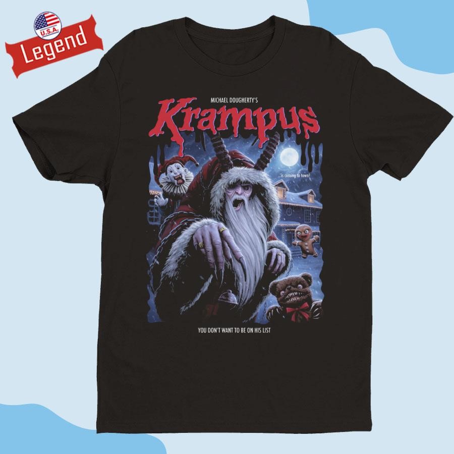 Original Michael Dougherty's Krampus You Don't Want To Be On His List '90s Horror Paperback Shirt