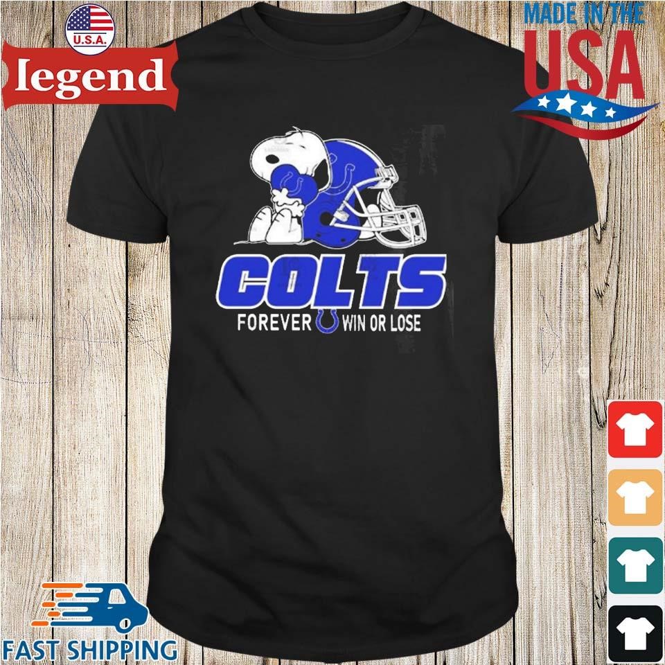 Original Snoopy Love Indianapolis Colts Football Forever Win Or Lose 2024 Shirt