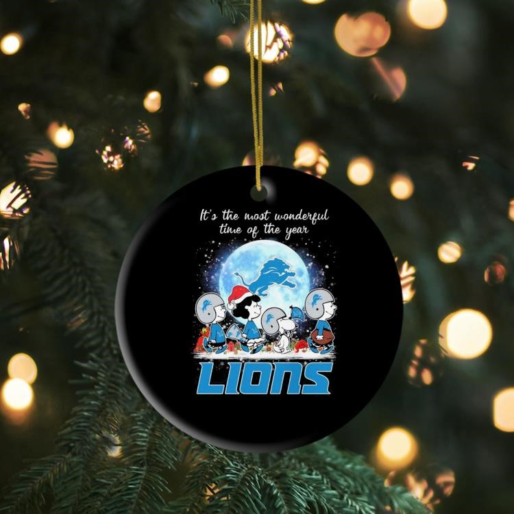 Peanuts Characters Detroit Lions It's The Most Wonderful Time Of The Year Christmas 2024 Ornament