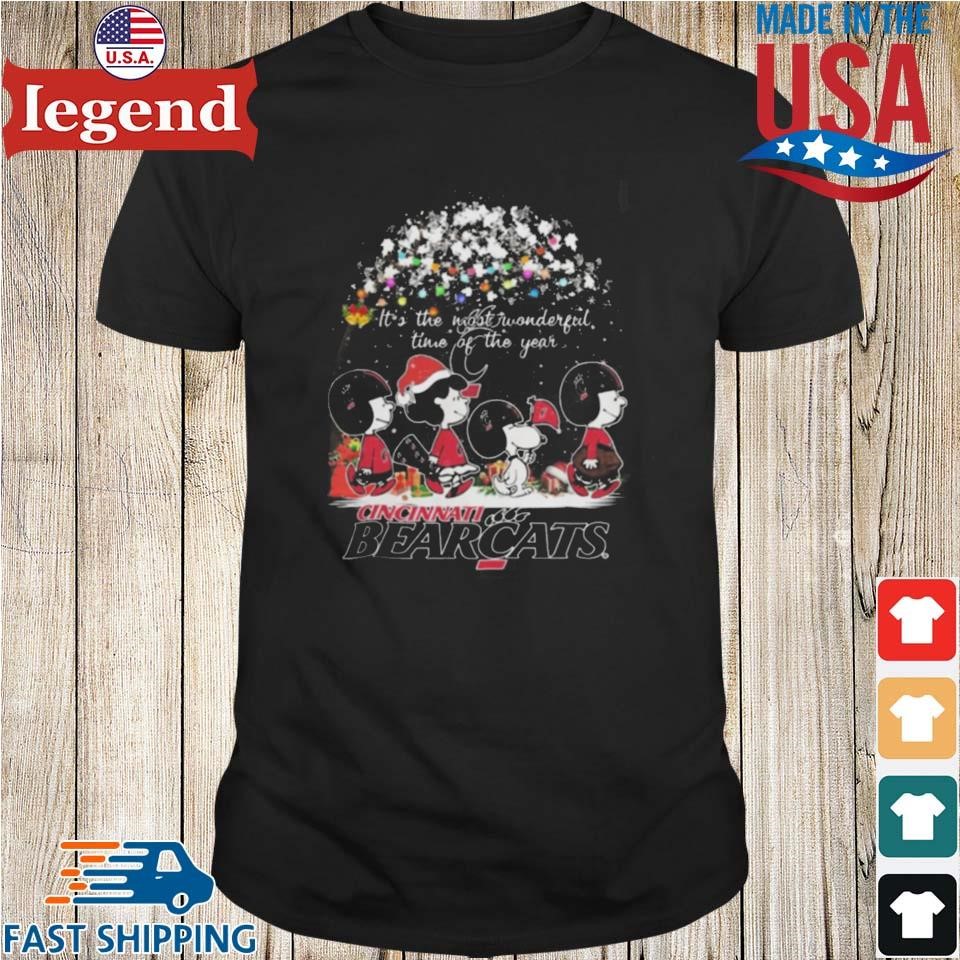 Peanuts Walking Merry Christmas Cincinnati Bearcats It's The Most Wonderful Time Of The Year Shirt