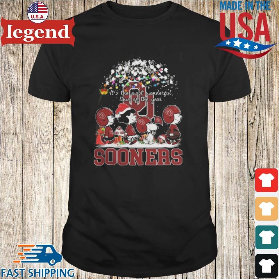 Peanuts Walking Merry Christmas Oklahoma Sooners It's The Most Wonderful Time Of The Year Shirt