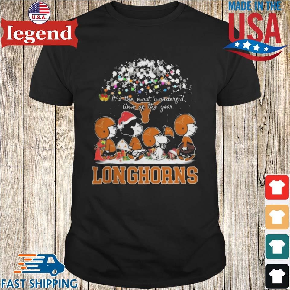 Peanuts Walking Merry Christmas Texas Longhorns It's The Most Wonderful Time Of The Year Shirt