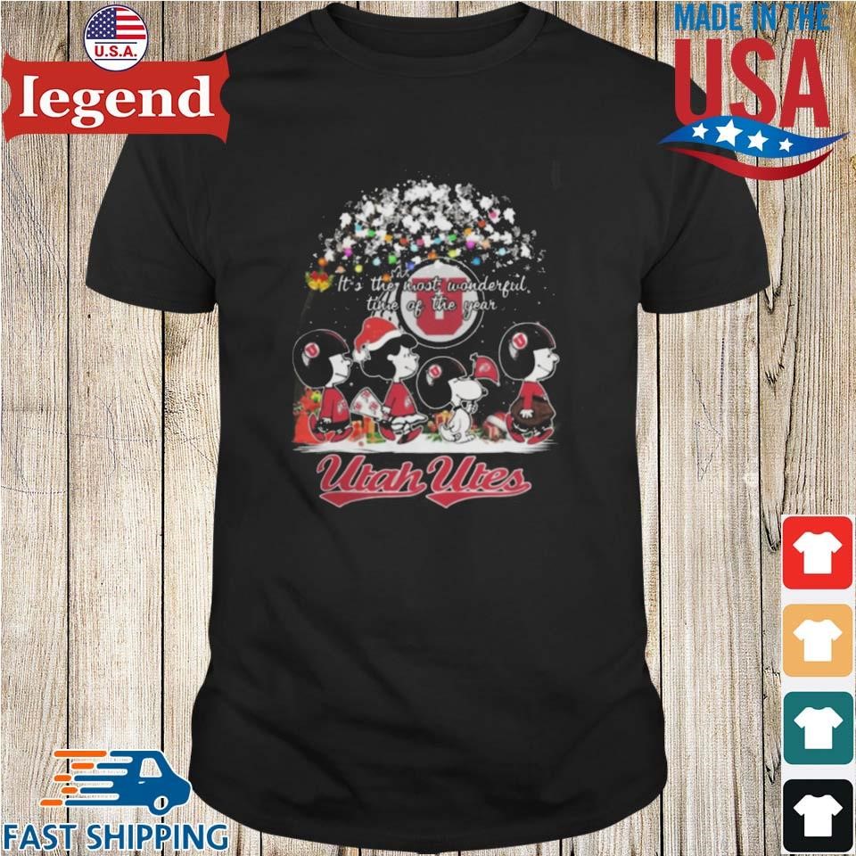 Peanuts Walking Merry Christmas Utah Utes It's The Most Wonderful Time Of The Year Shirt