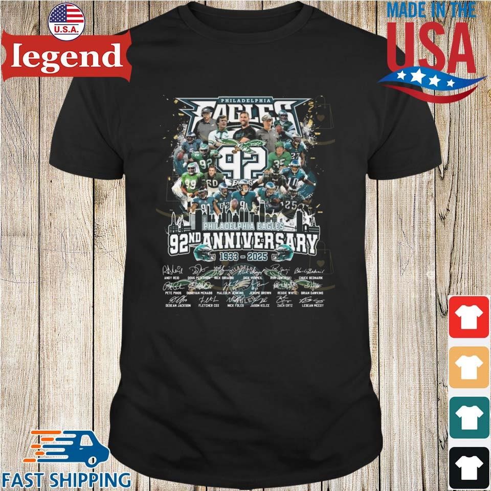 Philadelphia Eagles 92nd Anniversary 1933-2025 Signatures Shirt