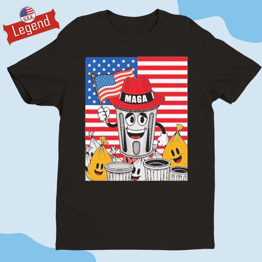 Proud Maga Garbage Trump Supporter Trash Can Cartoon Shirt