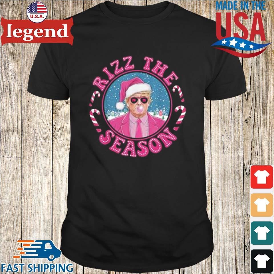 Rizz The Season Blowing Bubble Gum Christmas Pink Trump 2024 Sweater