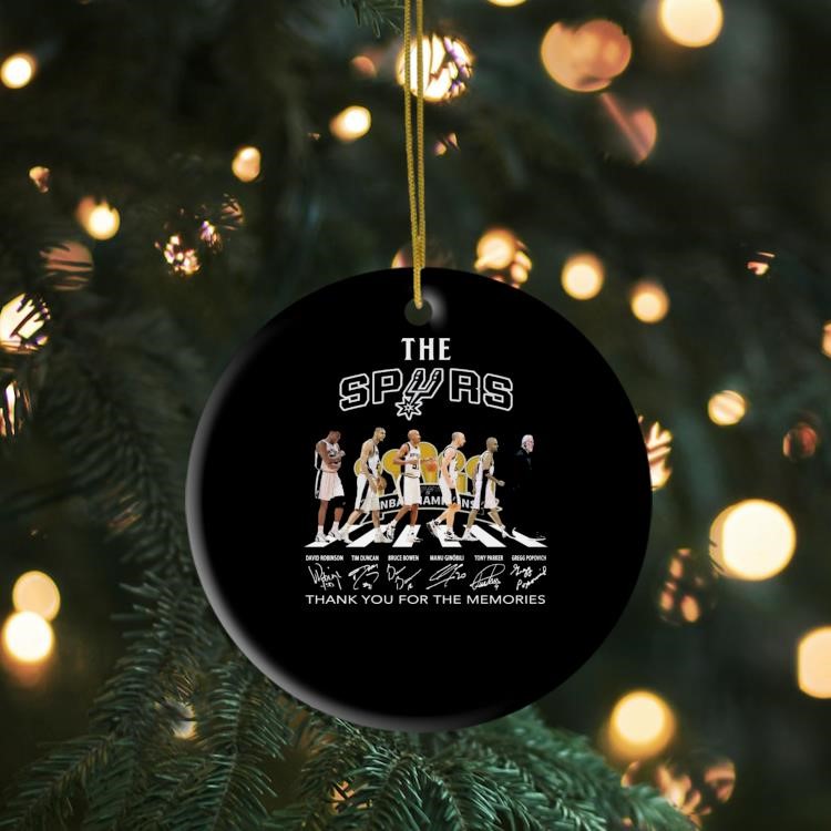 San Antonio Spurs Tim Duncan Bruce Bowen Tony Parker Gregg Popovich Signatures Ornament