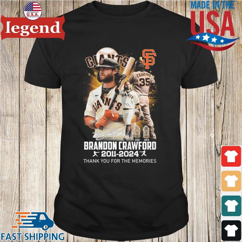 San Francisco Giants Brandon Crawford 2011-2024 Signatures Thank You For The Memories Shirt