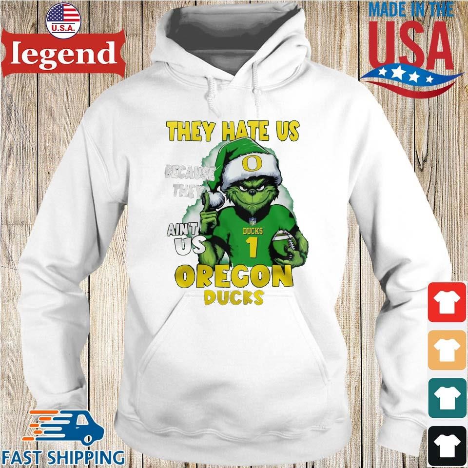 Sana Grinch They Hate Us Because They Ain't Us Oregon Ducks Christmas 2024 Hoodie