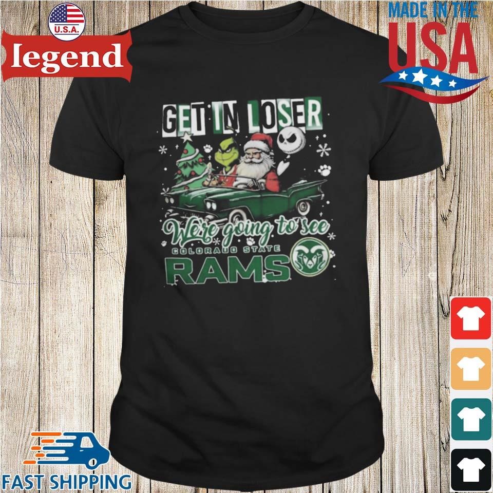 Santa Grinch And Jack Skellington Driving Car Get In Loser We're Going To See Colorado State Rams Christmas Shirt