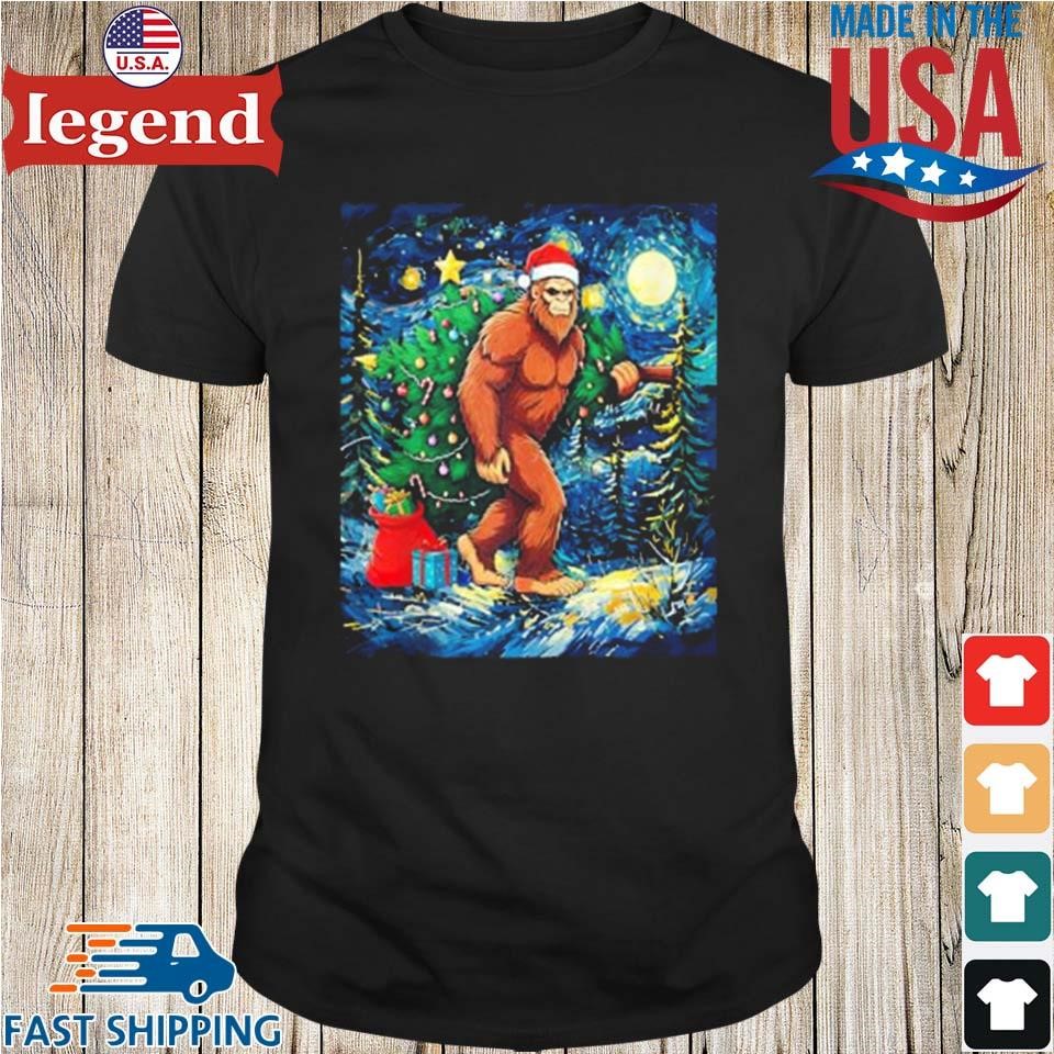 Sasquatch Christmas Squatching Bigfoot Xmas Starry Night 2024 Sweater